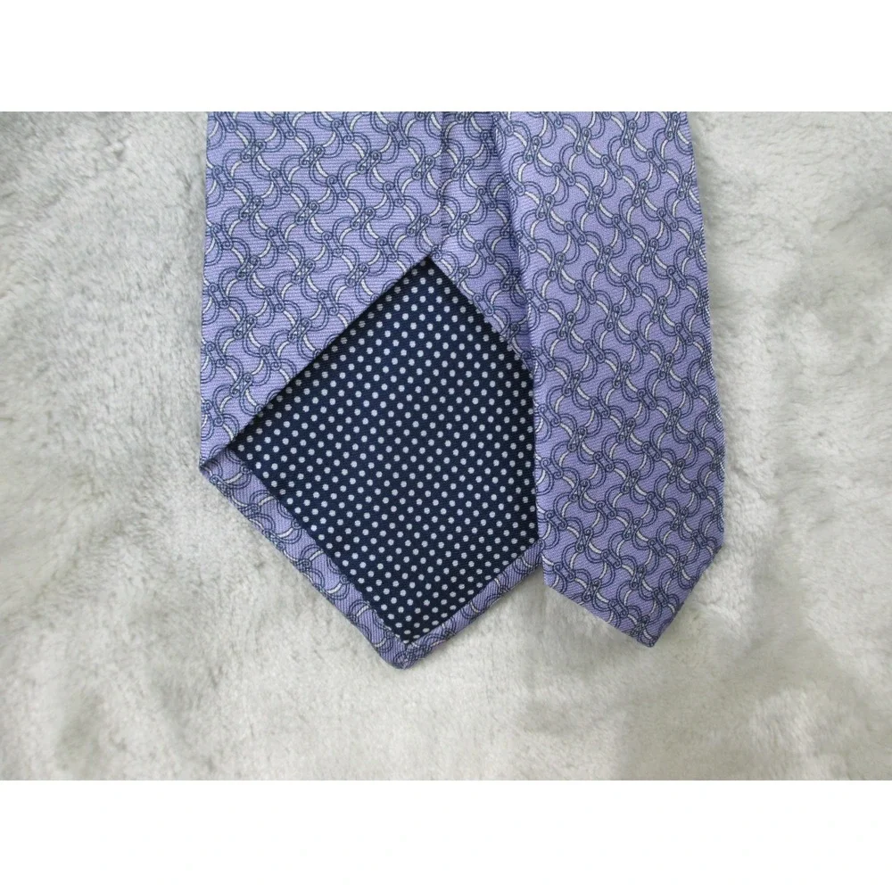 NEW ETON Neck Tie Mens Purple Geometric Silk Made In Italy Casual 01